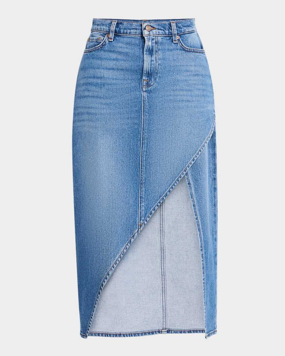 Libby Asymmetric Denim Midi Dress